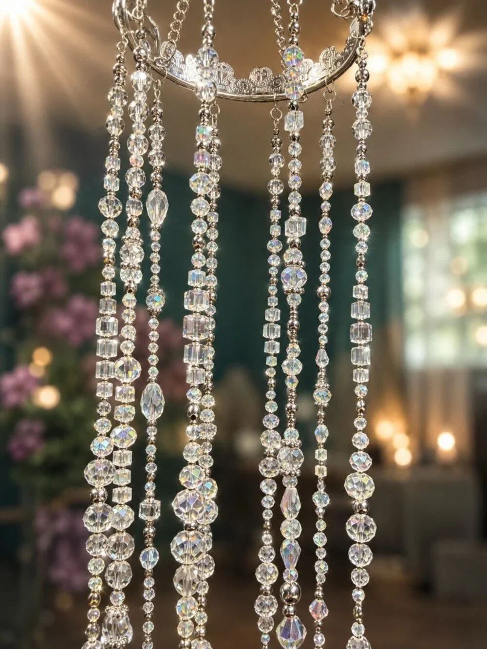 REIMAGINED Crystal Crown Sun Catcher AB Crystals Rhinestones  Glass Hanging NWT